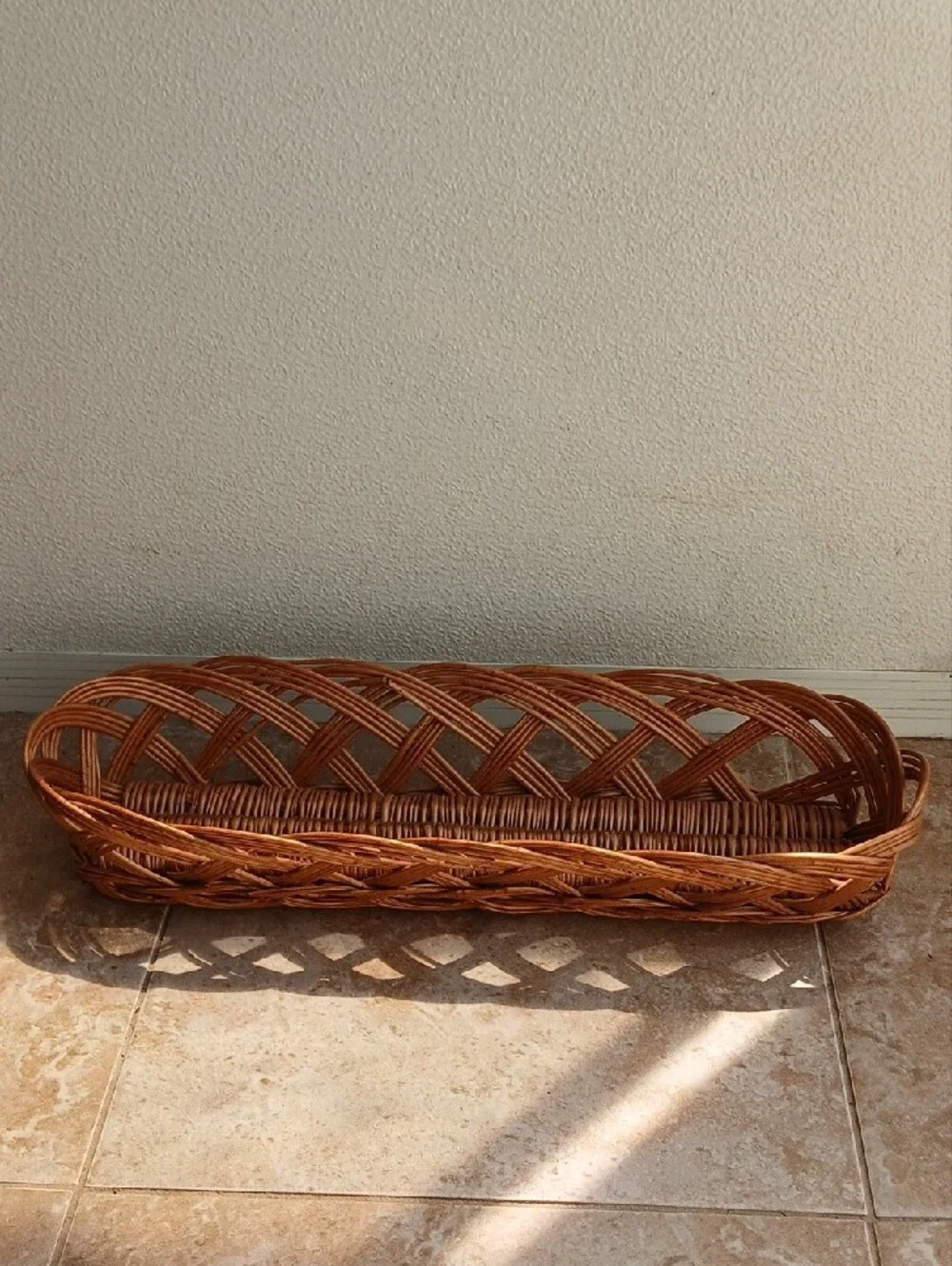 Hand Crafted Woven Rattan Basket - Natural Brown